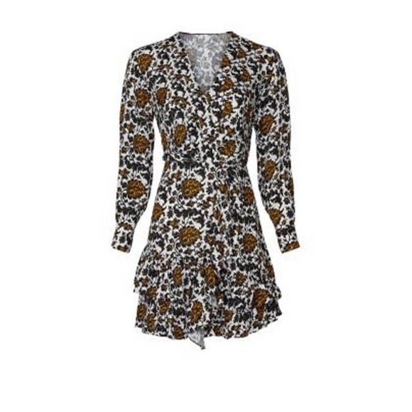 Sandro Dami Dress Black White Floral Crepe - Picture 2 of 11